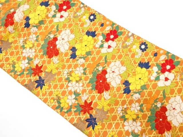 JAPANESE KIMONO / ANTIQUE NAGOYA OBI / SILK / WOVEN KIKU